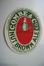 MINT WATNEY COMBE'S REID BREWERY NUT BROWN ALE PAPER BOTTLE LABEL 