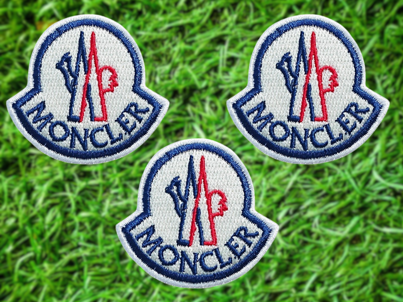3 piece monogram of moncler logo Embroidered patch iron on ,sew on sport patches