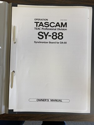 Tascam SY-88 Synchronizer Board Owner's Manual