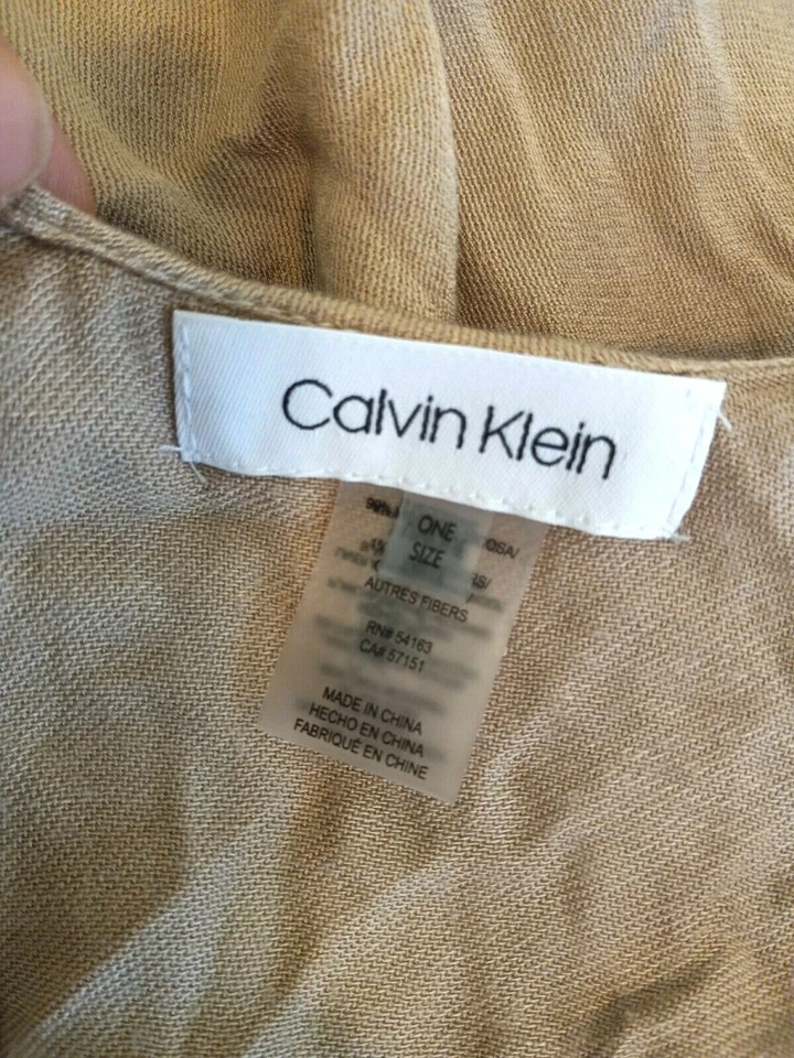 CALVIN KLEIN Women's One Size Brown Beige Viscose Blend Wrap Poncho - Image 4 of 4