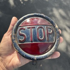 1930s-50s Glass Red Stop Lens Rat Rod Taillight 5 Wbezel Raised Letter Vintage 1930s-50s Glass Red Stop Lens Rat Rod Taillight 5 Wbezel Raised Letter Vintage