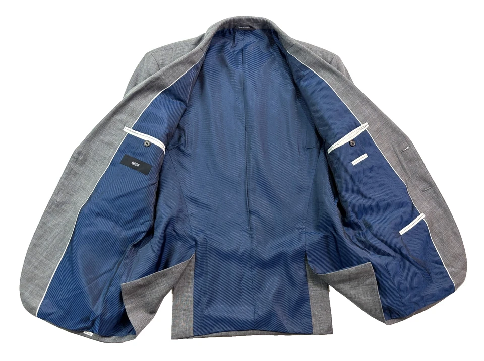 Hugo Boss The James/Sharp2 38S 32x29 2pc Pant Suit Gray Blue Plaid 100% Wool - Image 4 of 4