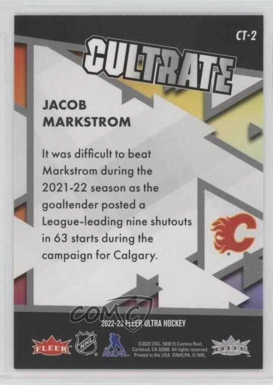 2022-23 Upper Deck Fleer Ultra Cultrate Jacob Markstrom #CT-2 - Image 2 of 2