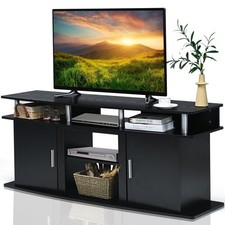 Costway 63" TV Stand Entertainment Console Center W/ 2 Cabinets Up to 70" Black
