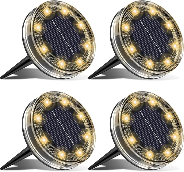 4 Paquetes Luces Solares LED Exterior Jardin Suelo, 8 LED Impermeable Luz Solar