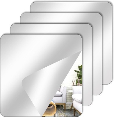 Quadratischer Acryl Klebespiegel 4 Stück für Wohnzimmer Badezimmer