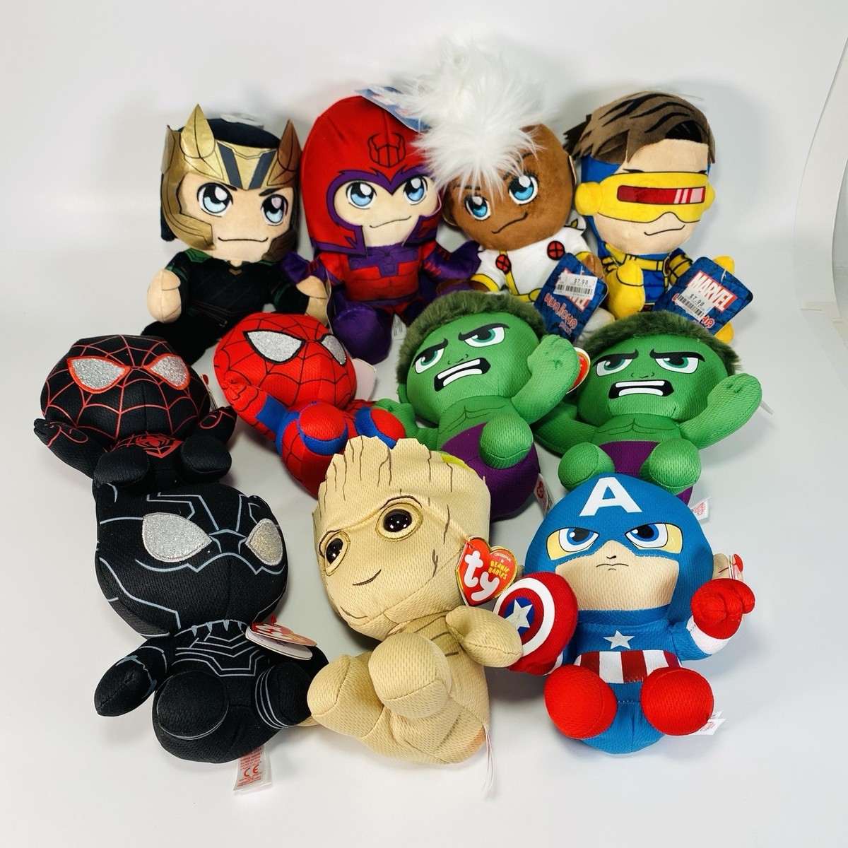 Marvel MCU Avengers X-Men Beanie Babies Kuricha Plush Lot Of 11