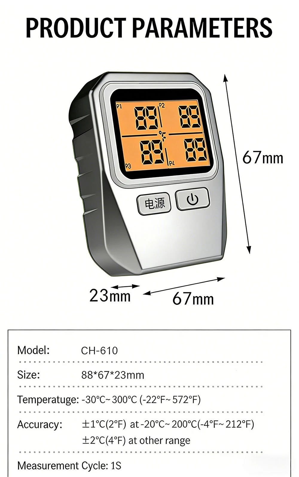 Wireless Barbecue Accurate Reliable Oven Meat Wireless Bluetooth BBQ Thermometer