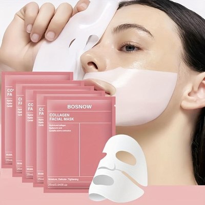 5 Stück Kollagen Gesichtsmasken über Nacht - Feuchtigkeitsspendend, Straffend & Ausstrahlung Boost Skincar
