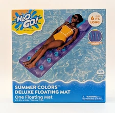 H2O GO! Summer Colors Deluxe Floating Mat – Over 6 FT Long Pool Float – NEW