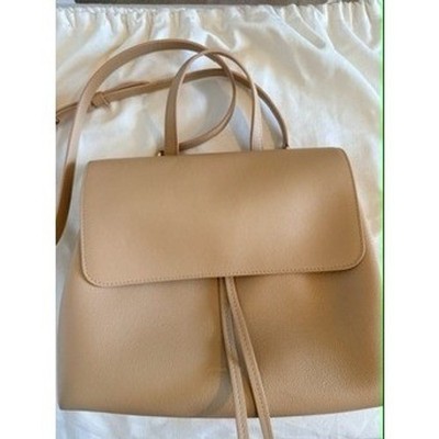 Mansur Gavriel Lady Bag Sand Beige Pebbled Leather Satchel Crossbody Handbag