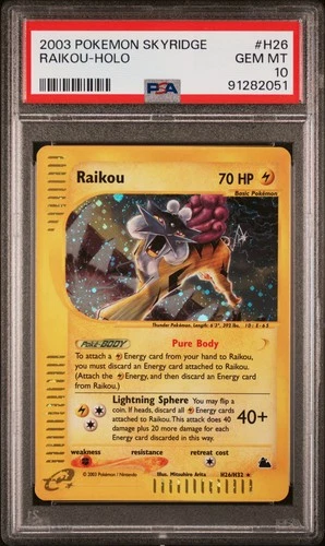 2003 POKEMON SKYRIDGE #H26 RAIKOU-HOLO PSA 10