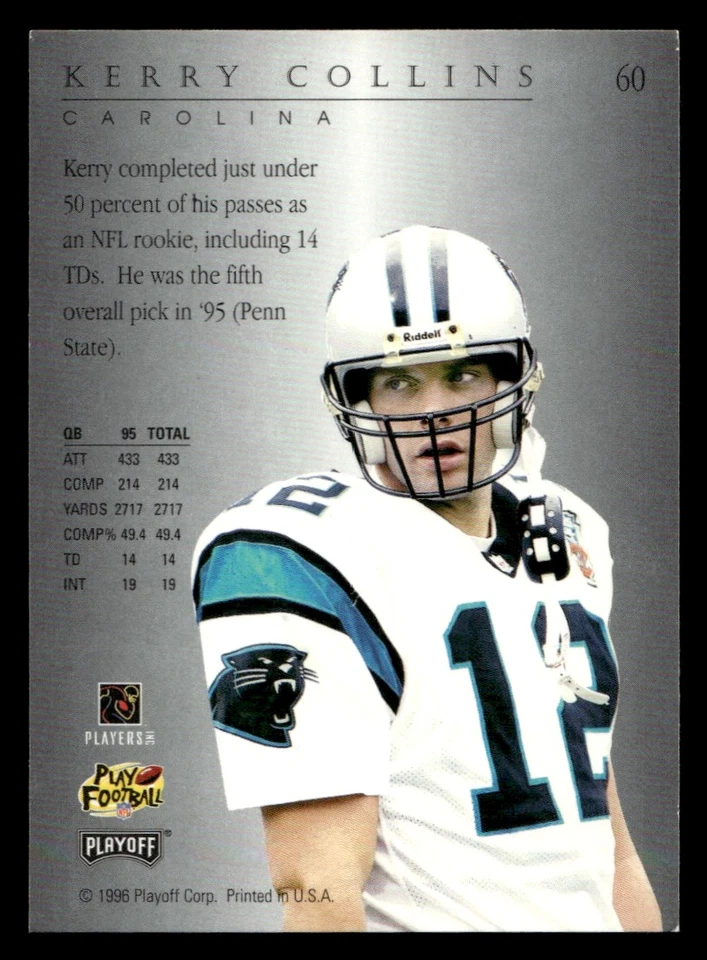 Kerry Collins 1996 Playoff Trophy Contenders #60 Carolina Panthers - Image 2 of 2