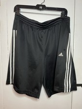 adidas Men's Athletic Mesh Shorts Black White Striped Size L 8  Inseam