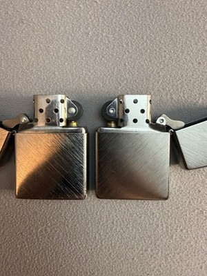 ( 2 ) Zippo Reg Brush Finish Lighters- Without Boxes - Gently Used