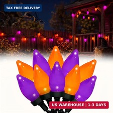 Purple and Orange Halloween Lights, 26FT 50 Count Halloween C7 LED String Lights