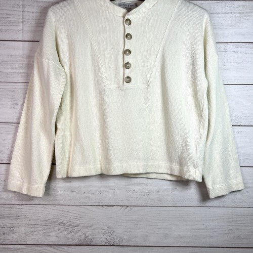 Madewell Texture & Thread Seamed Henley Long Sleeve Shirt Boho Cotton Size XS - Picture 5 of 9