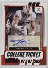 2021 Panini Contenders Draft Picks College Game Ticket Red Tony Poljan Auto 1aj4