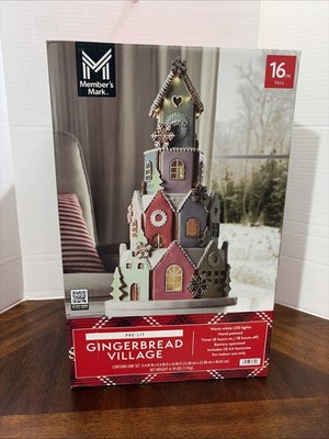 Member's Mark 16'' Pre-Lit Gingerbread Village - Multicolor   SHIPS TODAY 