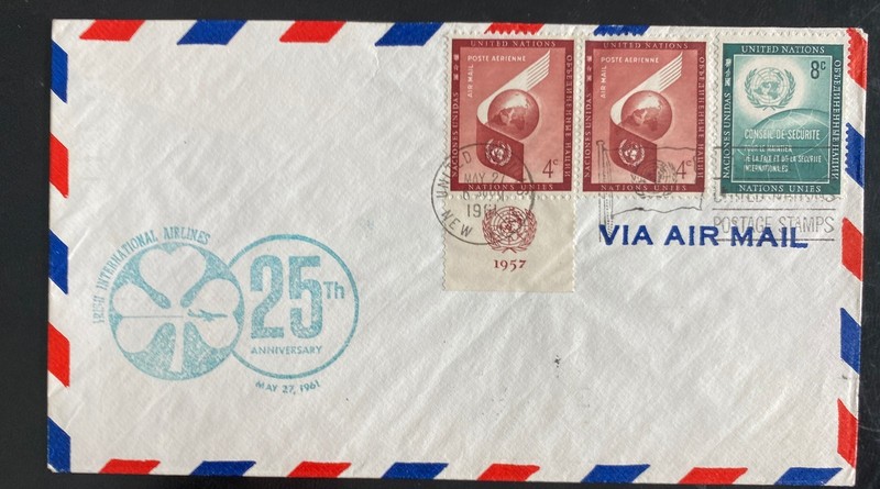 1961 United nations Usa aer Lingus 25th Anniv Flight Cover to Ireland