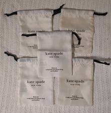 Kate Spade Medium Drawstring Jewelry Pouch Lot of 5 Cream Dust Bags 6" x 4.5"