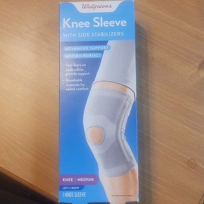 Walgreens Antimicrobial Knee Compression Sleeve Medium Gray Side Stabilizers