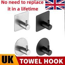 2-20PC Self Adhesive Hooks Towel Holder Wall Door Stainless Steel Coat Bathroom 