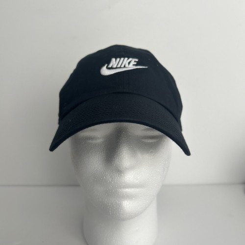 Black Nike Hat Adjustable Cotton Athletic Training Swoosh Ball Cap