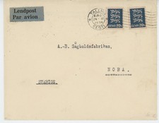 1934 ESTONIA-TALLIN TO SWEDEN 40S AIMAIL LENDENPOST LETTER SUPERB