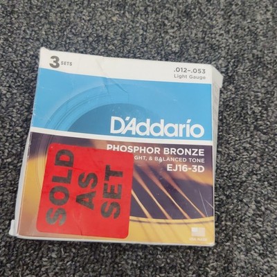 DAddario EJ16-3D Phosphor Bronze Light Gauge Guitar Strings .012-.053
