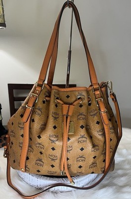 MCM Drawstring Bucket Bag Cognac Orange Shoulder Bag Crossbody Bag