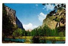 Yosemite Valley Merced River El Capitan Water Fall California Postcard CA
