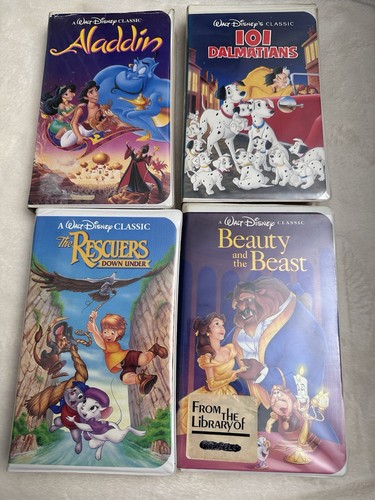 Walt Disney Classic VHS Movies Aladdin, 101 Dalmatians, Beauty & Beast, Rescuers - 第 1/18 張圖片
