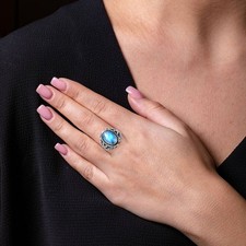 Artisan Unisex Oval Gemstone Statement Ring 925 Sterling Silver Vintage AGR1035