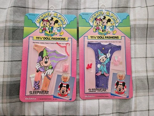 Barbie Vintage 1986 Mickey & Pals Wizard Mickey Pajama / Sleepwear Set + Bonus