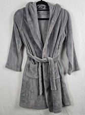 Lands End Kids Size 12 Fleece Robe Robe w/ Attached Belt Hood Cozy Warm Youth