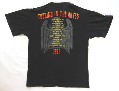 Slayer Vintage T Shirt 1991 Touring In The Abyss USA Cities War