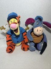 The Disney Store Baseball Tigger  Catcher Eeyore Mini Bean Bag Plush 9" NEW