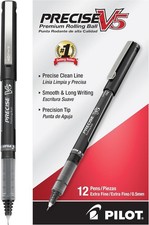 Pilot Precise V5 Rollerball Pens, Extra Fine Point 0.5 mm Black Pens, Black