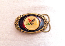 CLASSIC BELT BUCKLE Q.E.S. TECHNOLOGY MANUFACTURER OVAL SHAPED GOLD TONE BB16