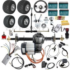 48V 1000W Differential Motor/Rear Axle Kit/5'' Tire/Tie Rod for Go Kart Golf ATV