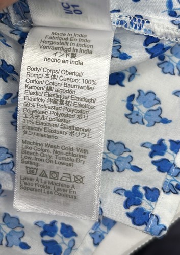 J Crew Factory gesmoktes Tanktop Damen XL blau Blumen ärmellos Bindeakzent neu mit Etikett - Bild 6 von 8