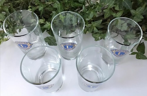 Vtg Lot 5 Lions Club International Logo Cocktail Glass Tumbler 10 oz 5.5" H NOS - Picture 7 of 7