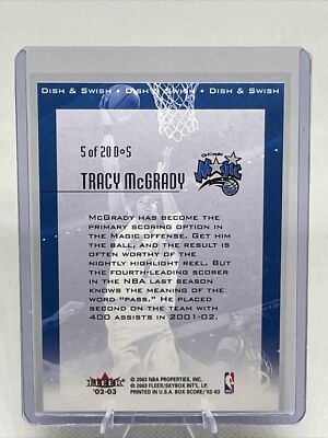 2002-03 Fleer Box Score Dish & Swish #5 Tracy McGrady 