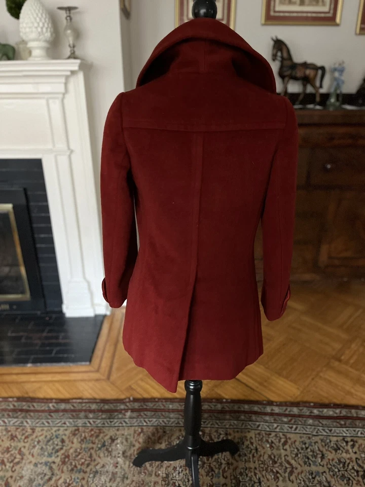 Chaqueta Abrigo Corto De Colección Cyreld Paris Naranja Quemado Lana Doble Pecho Años 70 Talla S Foto 3 de 4