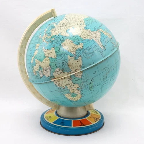 Vintage Ohio Art Co. Tin Litho World Globe 9"
