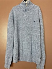 Nautica 1/4 Zip Sweater Mock Collar Blue Boys Large 14/16 EUC