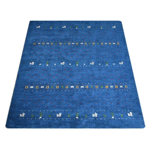 Eco-Friendly Hand Knotted Loom Silk Mix Area Rug Contemporary Blue BBLSM585 - Picture 44 of 108