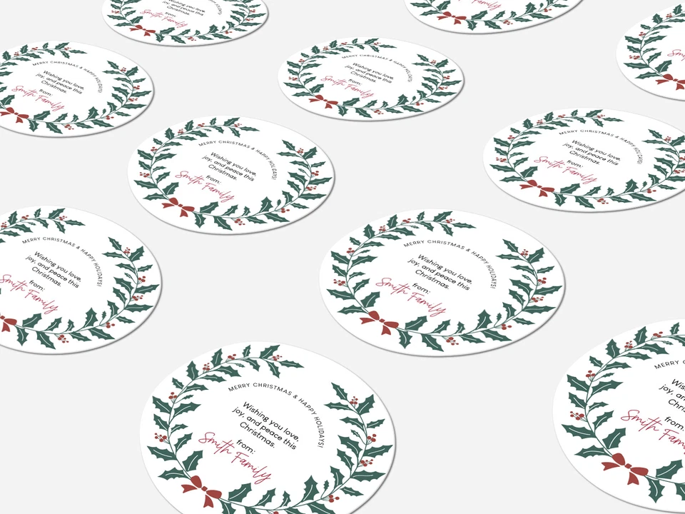 Etiquetas adhesivas redondas navideñas personalizadas, pegatinas personalizadas Foto 3 de 4