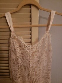 VTG Victoria's Secret Cream Sheer Lace Teddy Lingerie Sz S Gold Label FLAWS